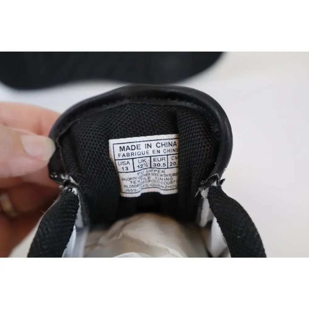 NEW Polo Ralph Lauren Court II Sneakers Kids Black White Lace Up Size 13 Child